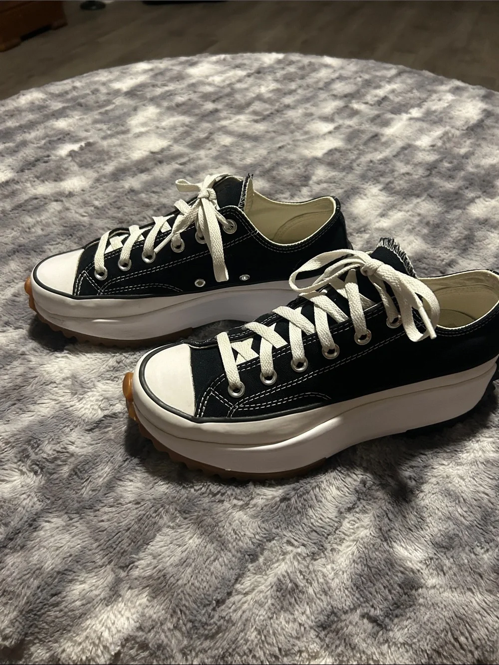 Converse Black and White Platform Low Top Sneakers - Picture 4 of 8